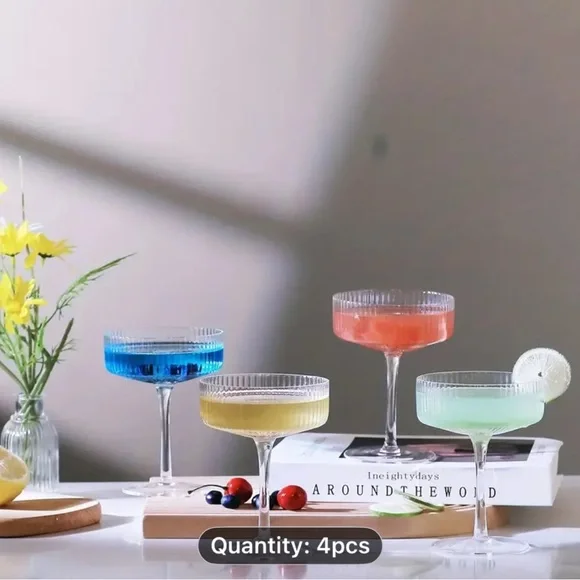 Elegant Glass Coupe Set - Multicolor - Picture 1 of 6